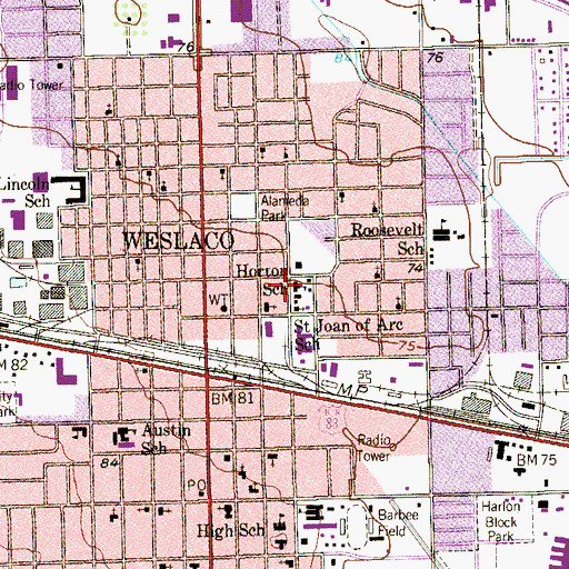 Topographic Map of Horton School, TX