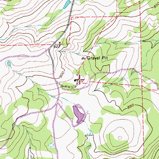 Topographic Map of Hoskins Ranch, TX