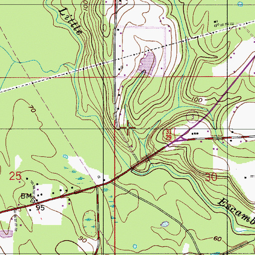Topographic Map of Journagans and McLeans Steam Mill (historical), AL