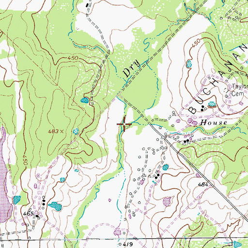 Topographic Map of House Log Branch, TX