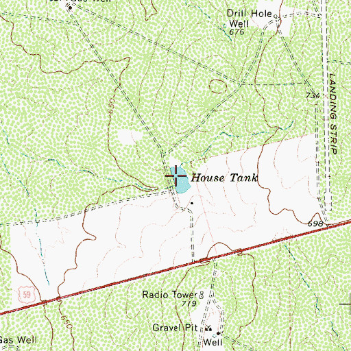 Topographic Map of House Tank, TX