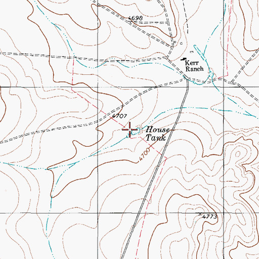 Topographic Map of House Tank, TX