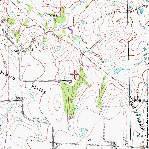 Topographic Map of Housten Cemetery, TX