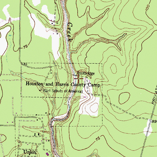 Topographic Map of Houston and Harris County Camp, TX