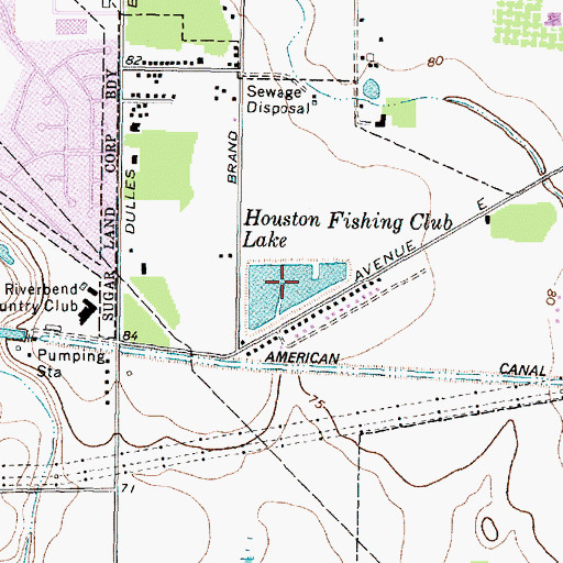Topographic Map of Houston Fishing Club Lake, TX