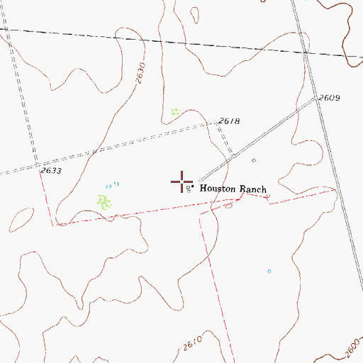 Topographic Map of Houston Ranch, TX