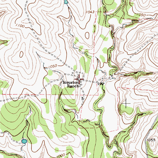 Topographic Map of Houston Ranch, TX