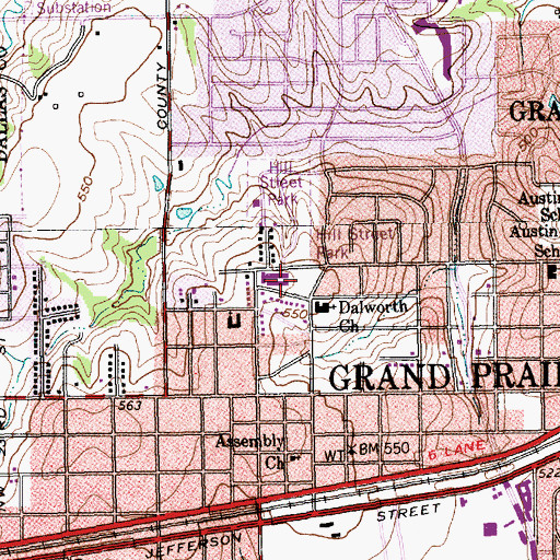 Topographic Map of Houston School, TX