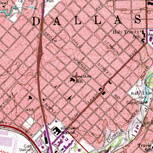 Topographic Map of Houston School, TX