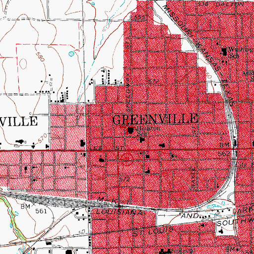 Topographic Map of Houston School, TX