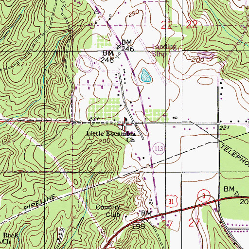 Topographic Map of Little Escambia Cemetery, AL