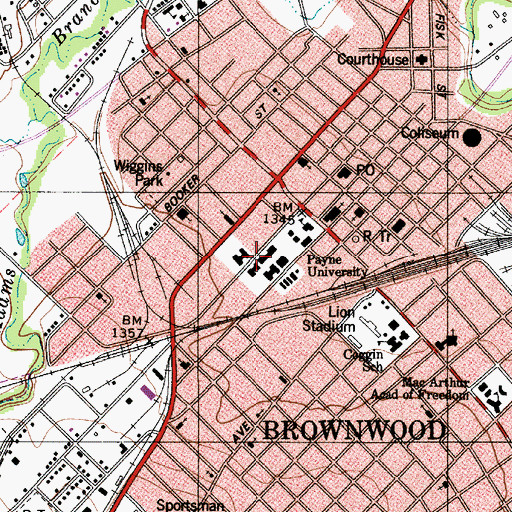 Topographic Map of Howard Payne University, TX