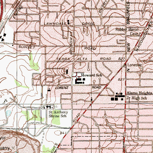 Topographic Map of Howard School, TX