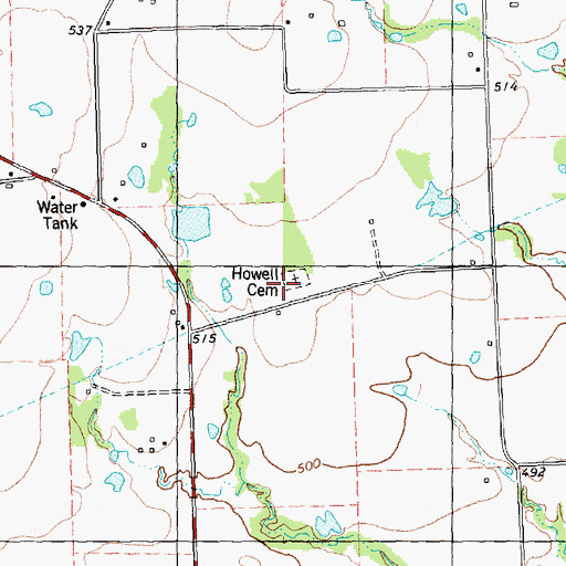 Topographic Map of Howell Cemetery, TX