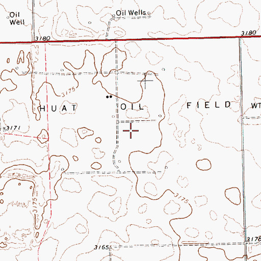 Topographic Map of Huat Oil Field, TX