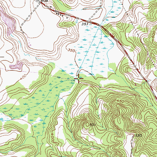 Topographic Map of Hubbard Branch, TX