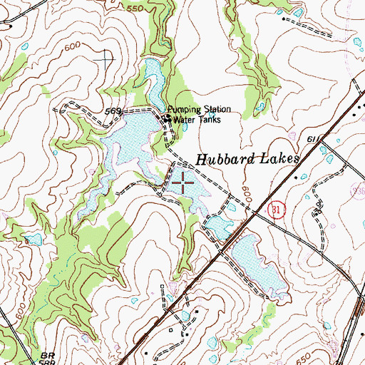 Topographic Map of Hubbard Lakes, TX