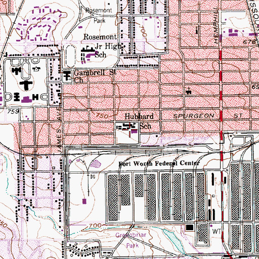 Topographic Map of Hubbard School, TX