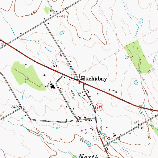 Topographic Map of Huckabay, TX
