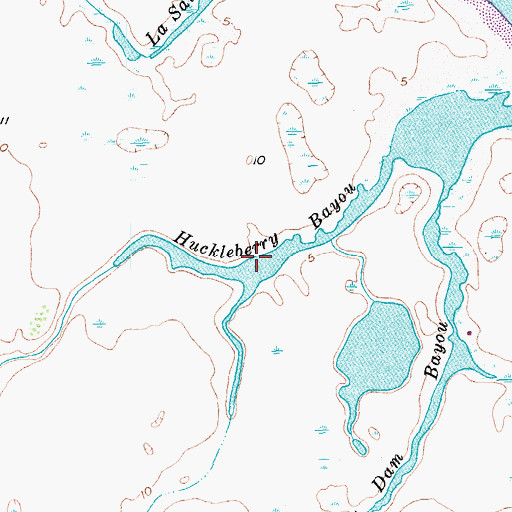 Topographic Map of Huckleberry Bayou, TX