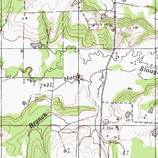Topographic Map of Hudman Branch, TX