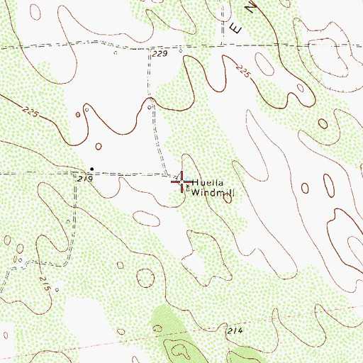 Topographic Map of Huella Windmill, TX