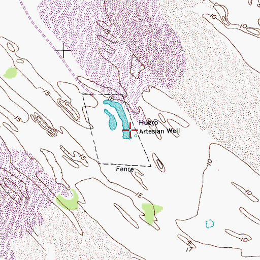 Topographic Map of Huero Artesian Well, TX