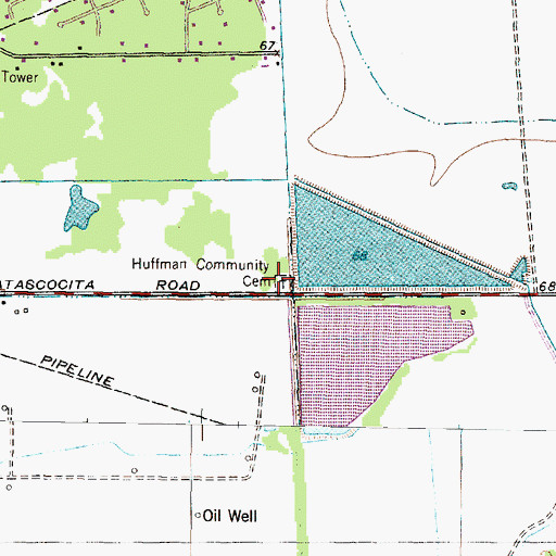 Topographic Map of Huffman Community Cemetery, TX