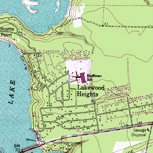 Topographic Map of Huffman School, TX