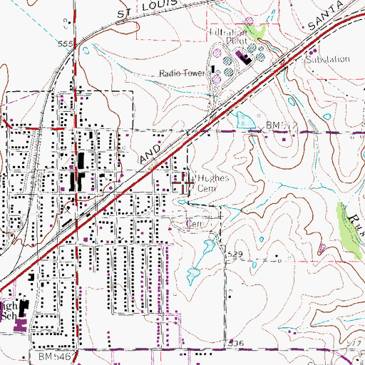 Topographic Map of Hughes Cemetery, TX