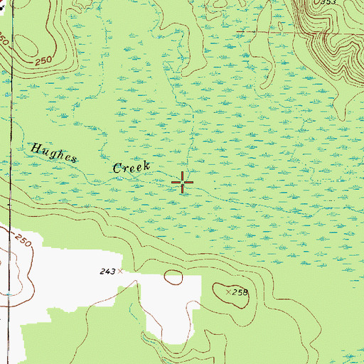 Topographic Map of Hughes Creek, TX