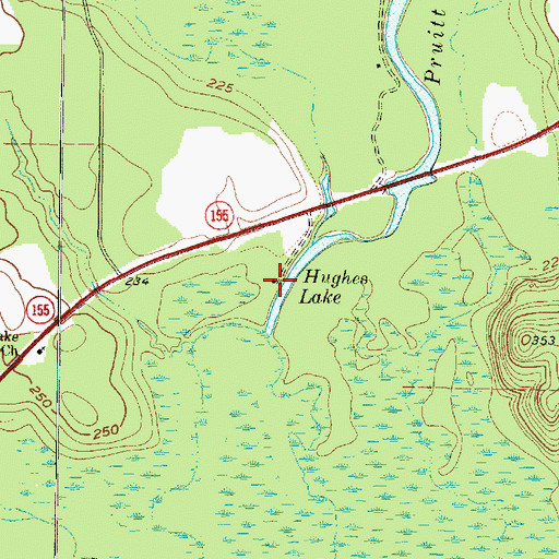 Topographic Map of Hughes Lake, TX