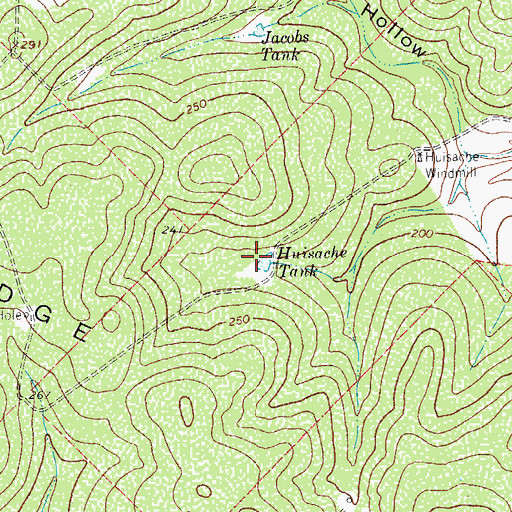 Topographic Map of Huisache Tank, TX