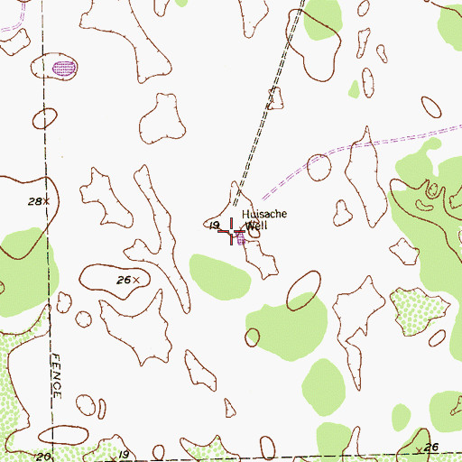 Topographic Map of Huisache Well, TX