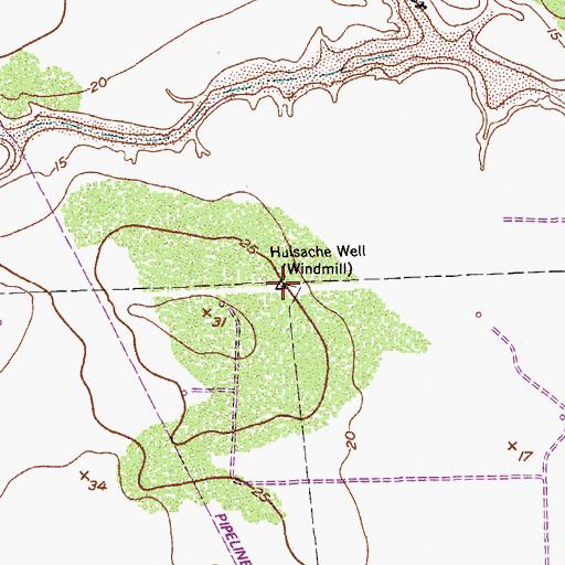 Topographic Map of Huisache Well, TX