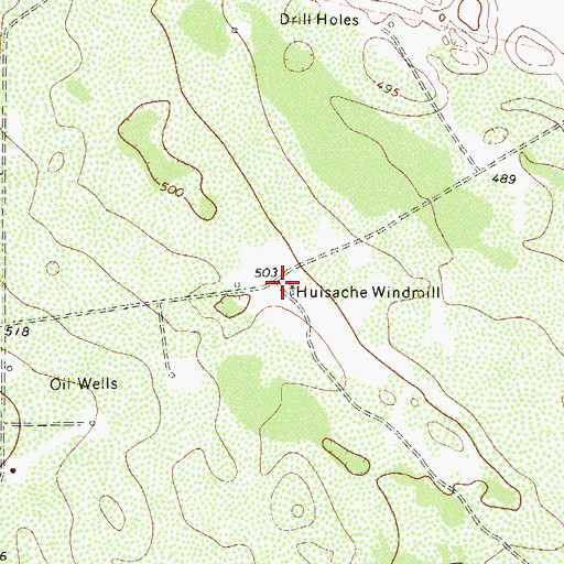 Topographic Map of Huisache Windmill, TX