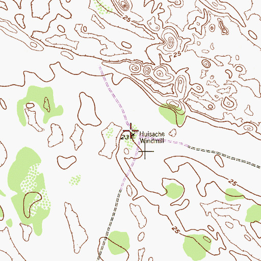 Topographic Map of Huisache Windmill, TX