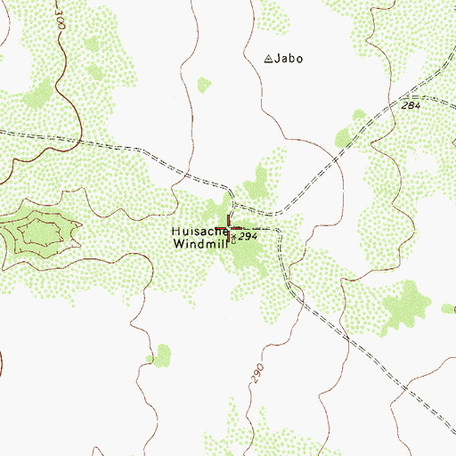 Topographic Map of Huisache Windmill, TX
