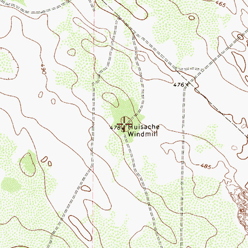 Topographic Map of Huisache Windmill, TX