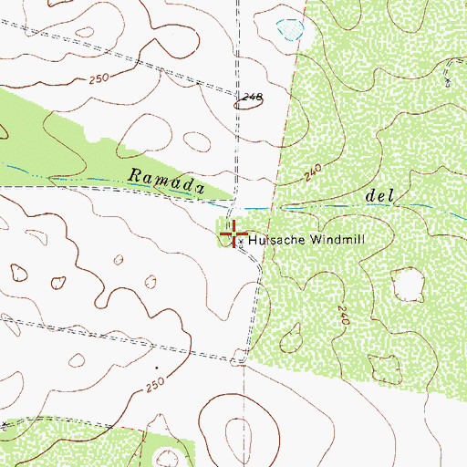 Topographic Map of Huisache Windmill, TX