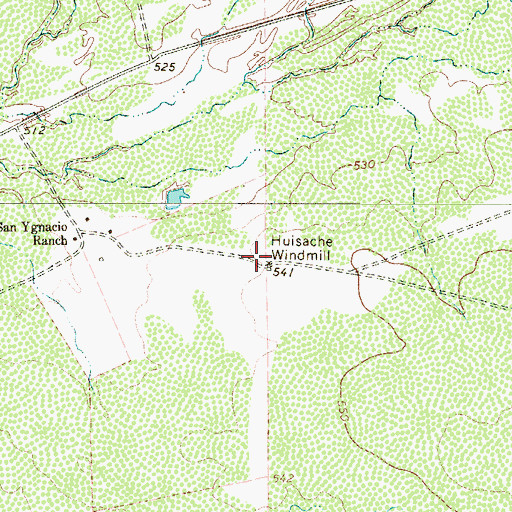 Topographic Map of Huisache Windmill, TX