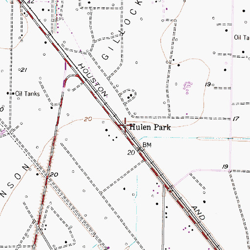 Topographic Map of Hulen Park, TX