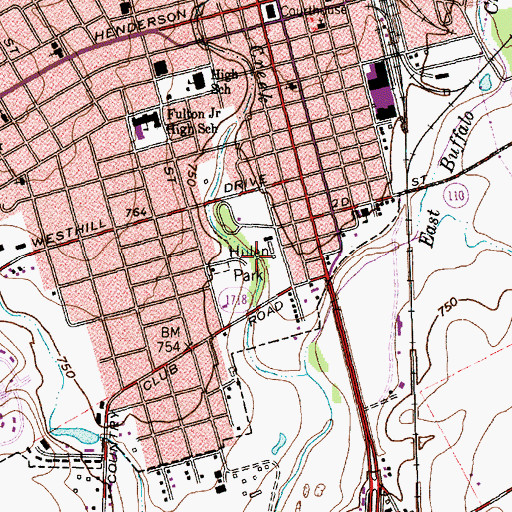Topographic Map of Hulen Park, TX