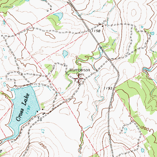Topographic Map of Humberson Cemetery, TX