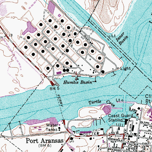 Topographic Map of Humble Basin, TX