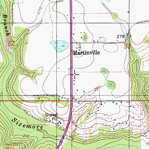Topographic Map of Martinville School (historical), AL