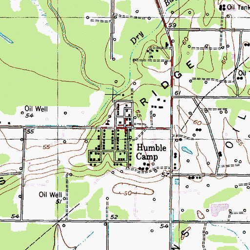 Topographic Map of Humble Camp, TX