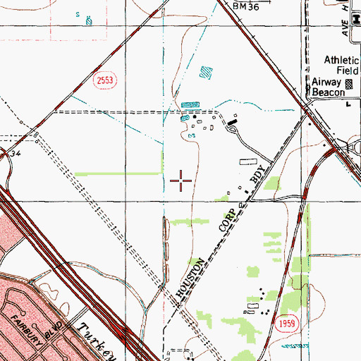 Topographic Map of Humble Camp, TX
