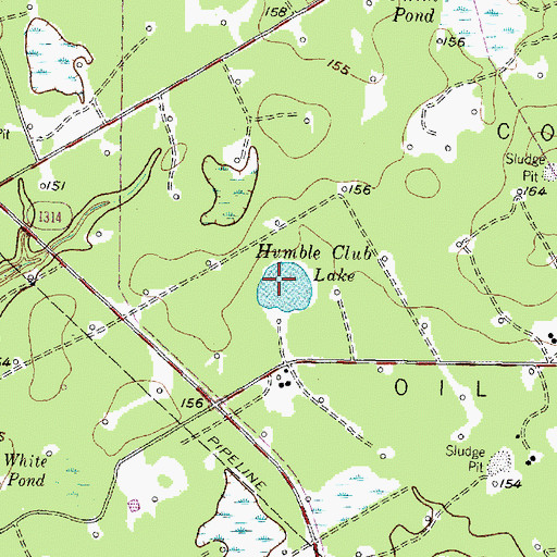 Topographic Map of Humble Club Lake, TX
