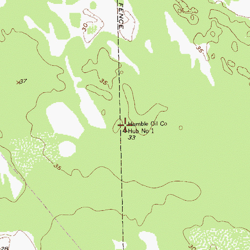 Topographic Map of Humble Oil Company Hub Number 1, TX